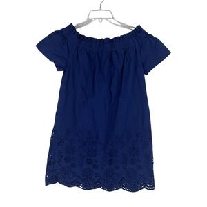 Vineyard Vines Womens XS Dress Blue Eyelet Off Shoulder Coastal Boho Summer‎